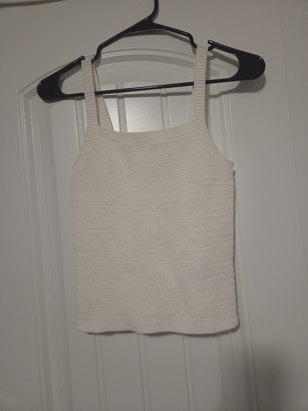 Y2K Style Ribbed Knit White  Square-Neck Tank Top Minimalist